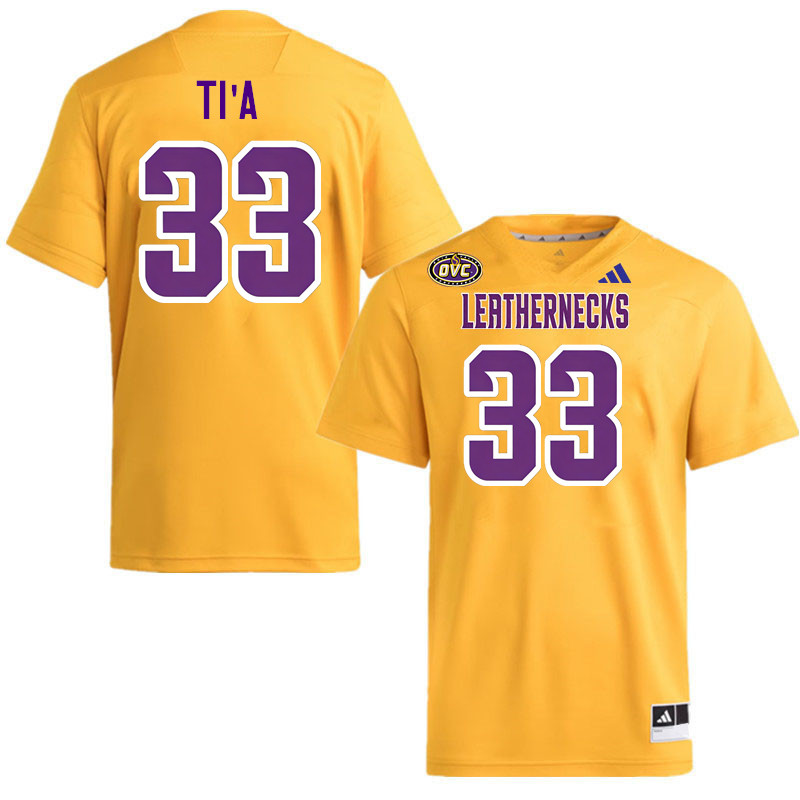 Western Illinois Leathernecks #33 Malini Ti'a College Football Jerseys,Uniforms-Gold